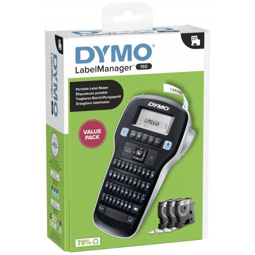 DYMO Labelmanager 160 Value Pack štítkovač vhodné pro pásky: D1 12 mm, 9 mm, 6 mm