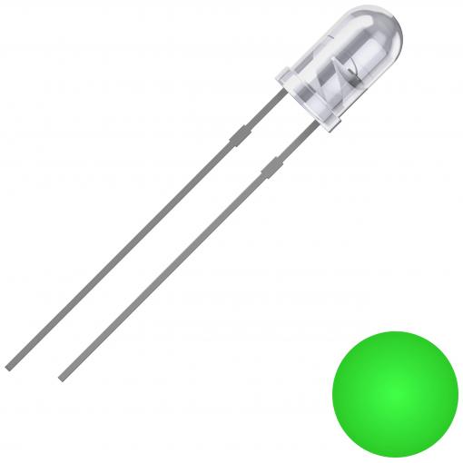 Quadrios 2111O176 LED s vývody zelená kulatý 3 mm 8000 mcd 25 ° 20 mA 3 V