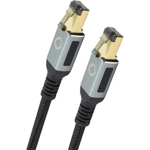 Oehlbach D1C13353 RJ45 síťové kabely, propojovací kabely CAT 8.1 2.00 m černá pozlacené kontakty, třížilový stíněný 1 ks