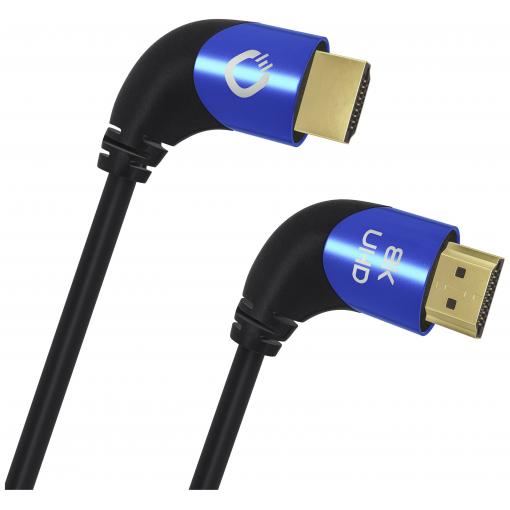 Oehlbach HDMI kabel Zástrčka HDMI-A, Zástrčka HDMI-A 1.50 m černá D1C42541 8K UHD, 90° zatočeno doleva, třížilový stíněný HDMI kabel