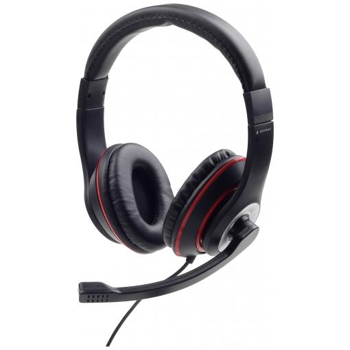 Gembird CaratteristicheCuffia stereo con braccio microfono mobilePratica unitÃƒÂ  di con Headset uzavřená (Over Ear) kabelová černá, červená regulace
