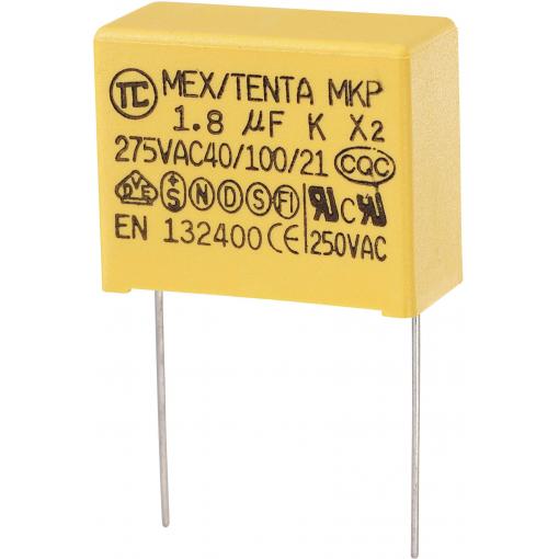 MKP-X2 1 ks odrušovací kondenzátor MKP-X2 radiální  1.8 µF 275 V/AC 10 % 27.5 mm (d x š x v) 32 x 14 x 25 mm