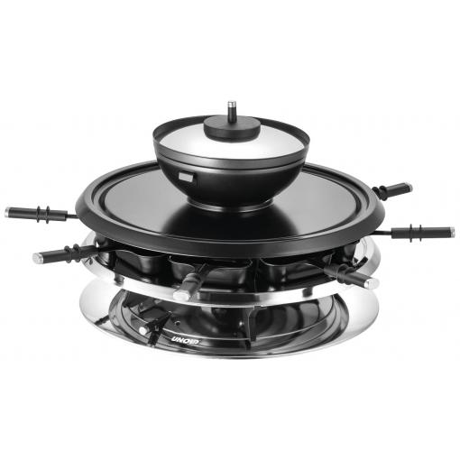 Unold UNOLD RACLETTE 48726 Multi 4 in 1 - Raclette/Fondue/Grill/Heißer Stein raclette gril 8 napichovátek na fondue, 8 pánví, nepřilnavý povlak, plynulý