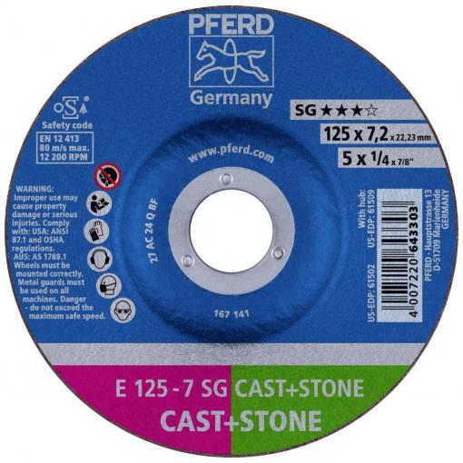 PFERD TOOLS 69298075 E 125-7 SG CAST+STONE (2) brusný kotouč rovný Průměr 125 mm Ø otvoru 22.23 mm 1 ks