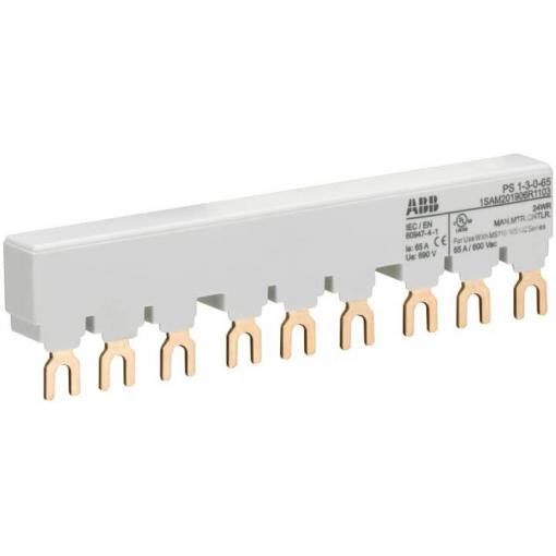 ABB 1SAM201906R1103 PS1-3- 3fázová sběrnicová lišta pro 3 MS116 / MS132, IE=0-65 3 a sběrnicová lišta šedá 10 mm² 65 A 1 ks
