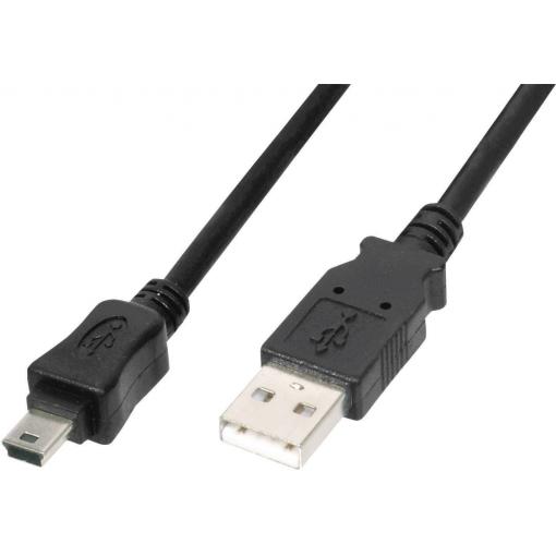 Digitus USB kabel USB 2.0 USB-A zástrčka, USB Mini-B zástrčka 1.80 m černá s funkcí OTG AK-300108-018-S