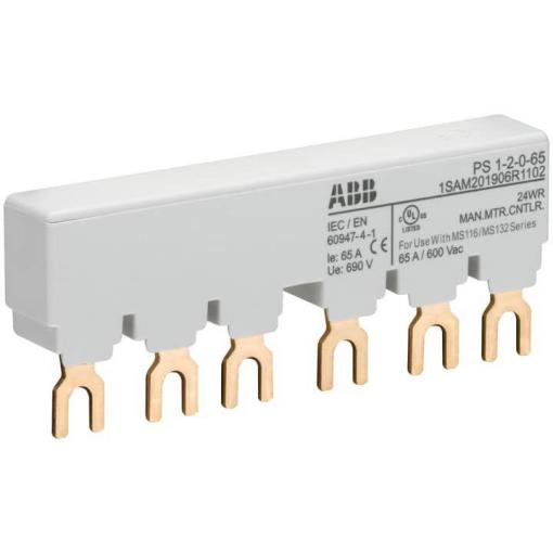 ABB 1SAM201906R1102 PS1-2-3fázová sběrnicová lišta pro 2 MS116 / MS132, IE=0-65 3 a sběrnicová lišta šedá 10 mm² 65 A 1 ks