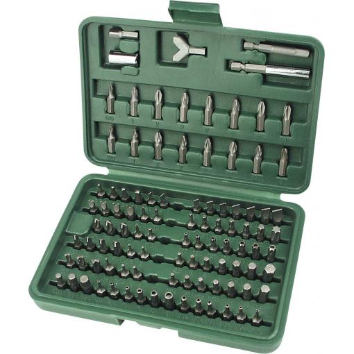 Brüder Mannesmann M29800 sada bitů, 100dílná, plochý, křížový PH, křížový PZ, inbus, vnitřní čtyřhran, TORQ, Spanner (se 2 otvory), Tri-Wing, čtyřzub (XZN),