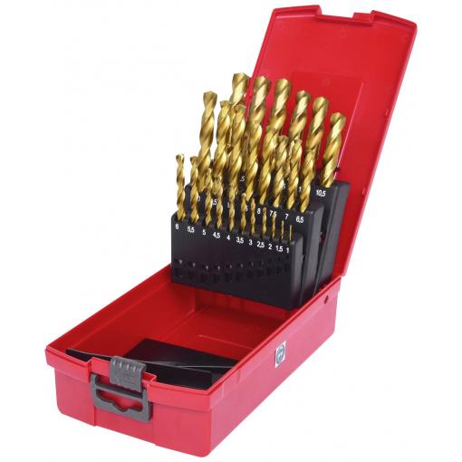 KS Tools 3304623 HSS TIN-TIP sada spirálových vrtáku do kovu, 1 mm, 1.5 mm, 2 mm, 2.5 mm, 3 mm, 3.5 mm, 4 mm, 4.5 mm, 5 mm, 5.5 mm, 6 mm, 6.5 mm, 7 mm, 7.5 mm,