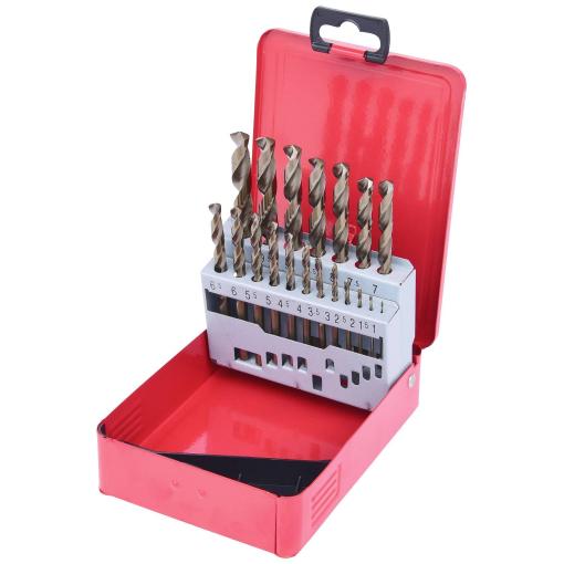 KS Tools 3303610 HSS-G-Co 5 sada spirálových vrtáku do kovu, 1 mm, 1.5 mm, 2 mm, 2.5 mm, 3 mm, 3.5 mm, 4 mm, 4.5 mm, 5 mm, 5.5 mm, 6 mm, 6.5 mm, 7 mm, 7.5 mm,