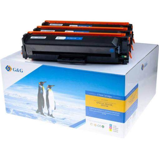 G&G Toner náhradní HP 410X, CF411X, CF412X, CF413X, CF252XM kompatibilní kombinované balení azurová, purppurová, žlutá 5000 Seiten NT-PH410XC|XM|XY-3 14997
