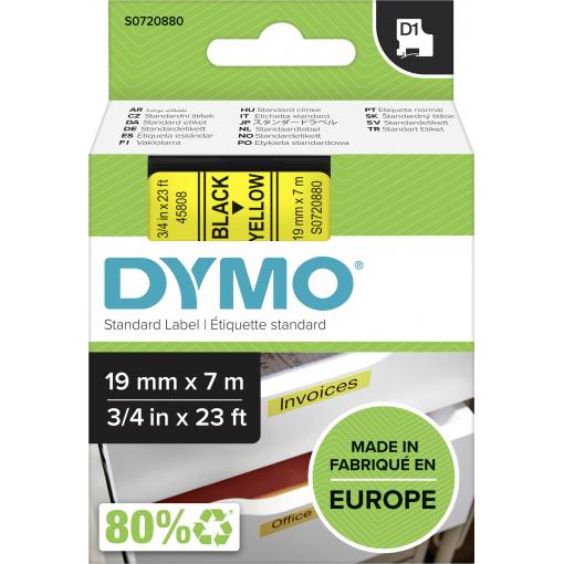 páska do štítkovače DYMO D1 45808 polyester Barva pásky: žlutá Barva písma:černá 19 mm 7 m