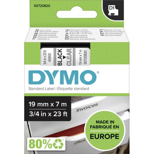 etikety DYMO D1 45800 Barva pásky: transparentní Barva písma:černá 19 mm 7 m