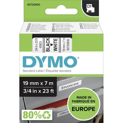 páska do štítkovače DYMO D1 45803 polyester Barva pásky: bílá Barva písma:černá 19 mm 7 m