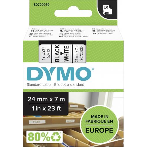 páska do štítkovače DYMO D1 53713 polyester Barva pásky: bílá Barva písma:černá 24 mm 7 m