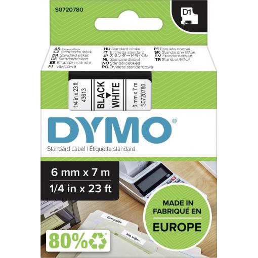 páska do štítkovače DYMO D1 43613 polyester Barva pásky: bílá Barva písma:černá 6 mm 7 m
