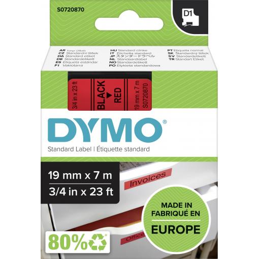 páska do štítkovače DYMO D1 45807 polyester Barva pásky: červená Barva písma:černá 19 mm 7 m