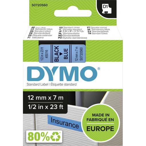 páska do štítkovače DYMO D1 45016 polyester Barva pásky: modrá Barva písma:černá 12 mm 7 m