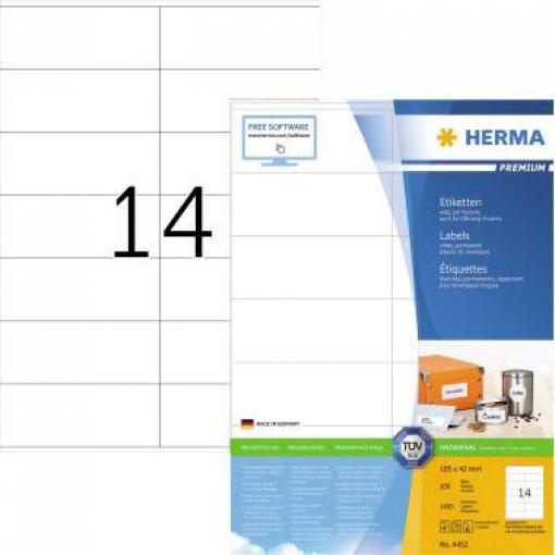 Herma 4452 105 x 42 mm papír bílá 1400 ks trvalé univerzální etikety inkoust, laser, kopie 100 listů A4
