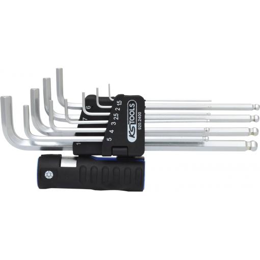 KS Tools 920.2400 inbus sada klíčů 1.5 mm, 2 mm, 2.5 mm, 3 mm, 4 mm, 5 mm, 6 mm, 7 mm, 8 mm, 10 mm 10dílná