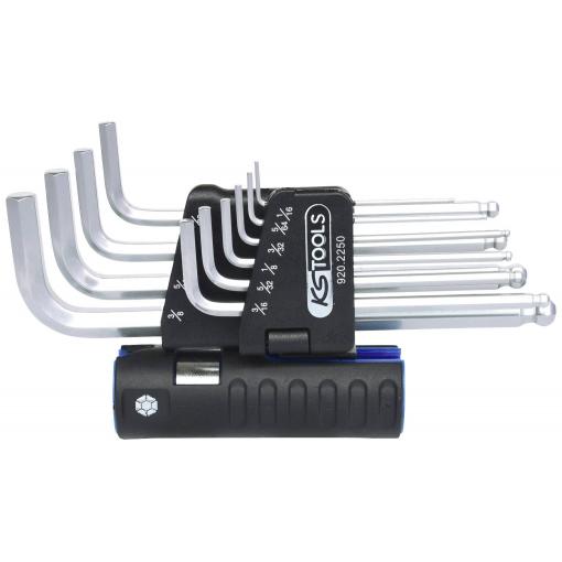 KS Tools 920.2250 inbus sada klíčů 5/64 palec, 3/32 palec, 1/8 palec, 5/32 palec, 3/16 palec, 1/4 palec, 5/16 palec, 3/8 palec, 1/2 palec, 9/16 palec 10dílná