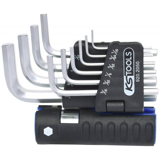 KS Tools 920.2050 inbus sada klíčů 1/16 palec, 5/64 palec, 3/32 palec, 1/8 palec, 5/32 palec, 3/16 palec, 7/32 palec, 1/4 palec, 5/16 palec, 3/8 palec 10dílná