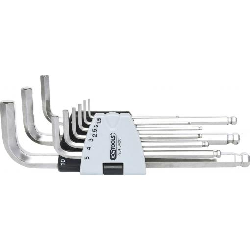 KS Tools 964.0420 inbus sada klíčů 1.5 mm, 2 mm, 2.5 mm, 3 mm, 4 mm, 5 mm, 6 mm, 8 mm, 10 mm 9dílná