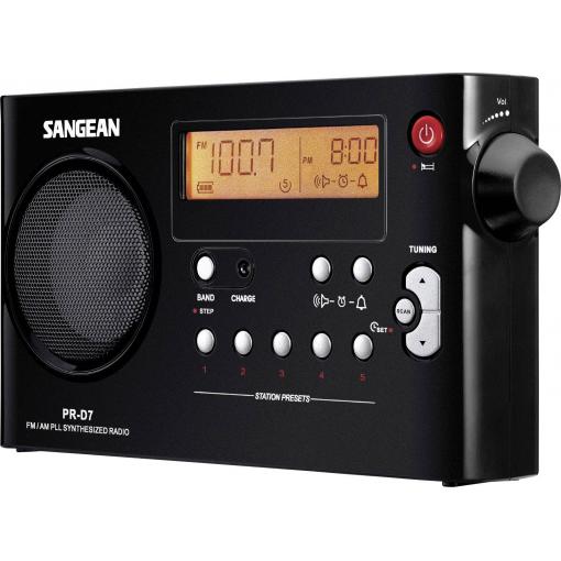 Sangean PR-D7 PR-D7-BK přenosné rádio, FM, AM, černá