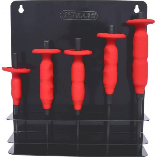 KS Tools 156.0000 Sada průbojníků s ochrannou rukojetí, 5 ks, 3 - 8 mm