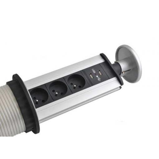 Výsuvné stolové zásuvky MALATEC - 3 pozice + 2 x USB