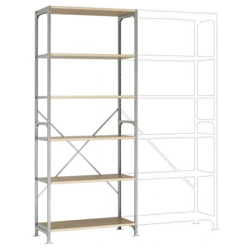 Manuflex RM3167 základní modul regálu oddělení , (š x v x h) 97 x 2.5 x 50 cm, ocel, dřevěná podlaha, pozinkovaná