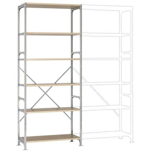 Manuflex RM2173 základní modul regálu oddělení , (š x v x h) 97 x 2.5 x 80 cm, ocel, dřevěná podlaha, pozinkovaná