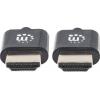 Manhattan HDMI kabel Zástrčka HDMI-A, Zástrčka HDMI-A 1.00 m černá 394352 4K UHD, fóliové stínění, stínění pletivem, kulatý, UL certifikace, flexibilní
