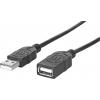 Manhattan USB kabel USB 2.0 USB-A zástrčka, USB-A zásuvka 1.00 m černá fóliové stínění, UL certifikace, pozlacené kontakty 308519