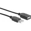 Manhattan USB kabel USB 2.0 USB-A zástrčka, USB-A zásuvka 1.00 m černá fóliové stínění, UL certifikace, pozlacené kontakty 308519