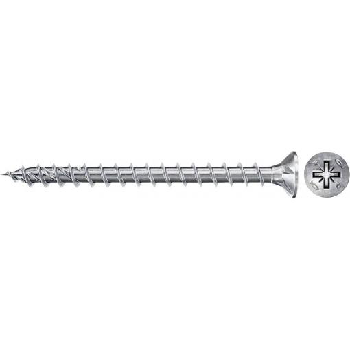 Fischer 670189 Power-Fast II CZF šrouby do dřevotřísky 4 mm 25 mm křížová drážka Pozidriv ocel galvanizováno zinkem 100 ks