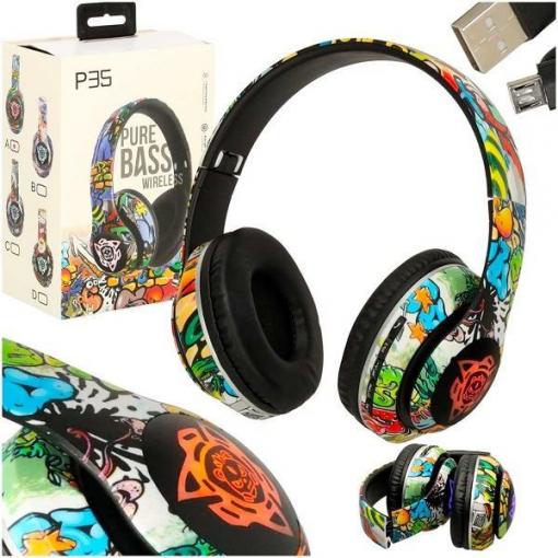 Bezdrátová sluchátka Bluetooth 5.1 h_v031, graffiti
