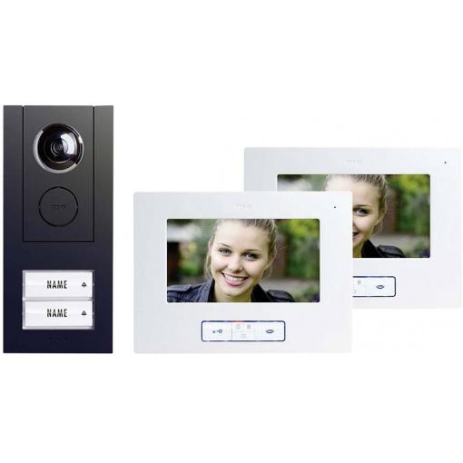 m-e modern-electronics Vistus VD ALU 6720 A kabelový domovní video telefon kompletní sada, pro 2 rodiny, antracitová, 41177
