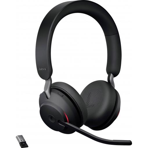 Jabra Evolve2 65 MS telefon Headset otevřená (On Ear) Bluetooth® stereo černá regulace hlasitosti, Indikátor nabití, Vypnutí zvuku mikrofonu