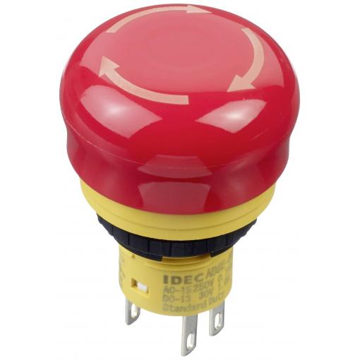 Idec AB6E-3BV02PTRM, AB6E-3BV02PTRM nouzový vypínač, 250 V, 2 rozpínací kontakty, 1 ks