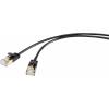 Renkforce RF-4538186 RJ45 síťové kabely, propojovací kabely CAT 8.1 F/FTP 0.50 m černá extrémně tenký , pozlacené kontakty 1 ks