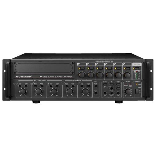 Monacor PA-6600 ELA zesilovač 600 W 6kanálový 6zónový