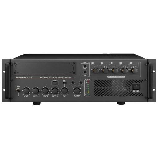Monacor PA-5480 ELA zesilovač 480 W 5kanálový 5zónový