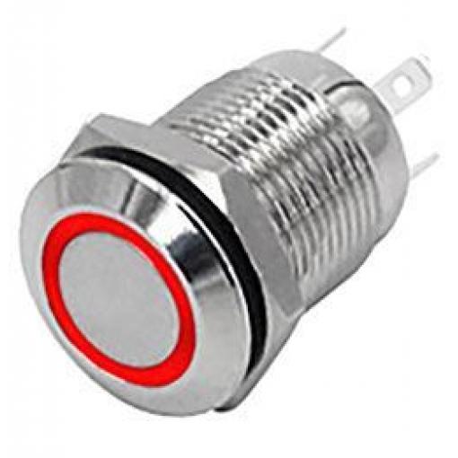 Kovové tlačítko OFF-(ON) 12 mm, 250 V / 2 A, LED prosvětlení 12 V