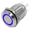 Kovové tlačítko OFF-(ON) 12 mm, 250 V / 2 A, modré LED prosvětlení