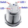 Kovové tlačítko OFF-(ON) 12 mm, 250 V / 2 A, modré LED prosvětlení