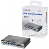 LogiLink UA0282 USB Hub 4 porty USB-A USB 3.0 5 GBit/s s hliníkovým krytem, se stavovými LED vesmírná šedá UA0282
