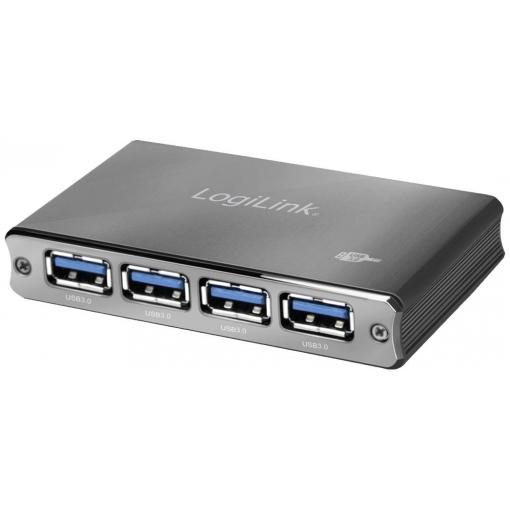 LogiLink UA0282 USB Hub 4 porty USB-A USB 3.0 5 GBit/s s hliníkovým krytem, se stavovými LED vesmírná šedá UA0282