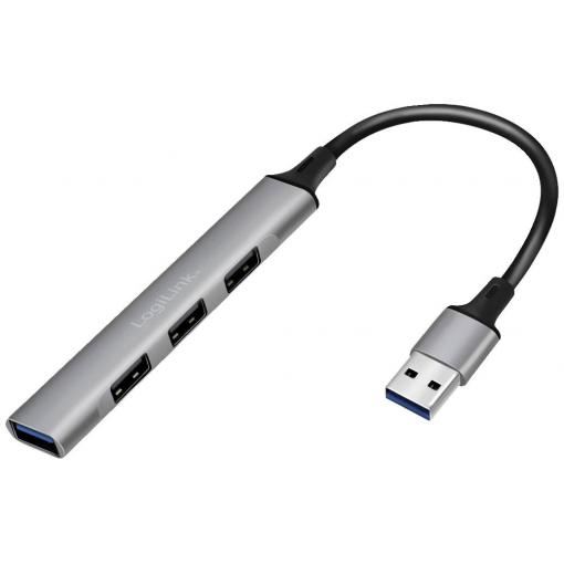 LogiLink UA0391 USB Hub 4 porty USB-A USB 3.0 5 GBit/s hliníkově šedá UA0391