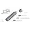 LogiLink UA0394 USB Hub 4 porty USB-A, SD, microSD USB 3.2 Gen2 10 GBit/s s hliníkovým krytem, se zabudovanou čtečkou SD karet, se stavovými LED vesmírná šedá
